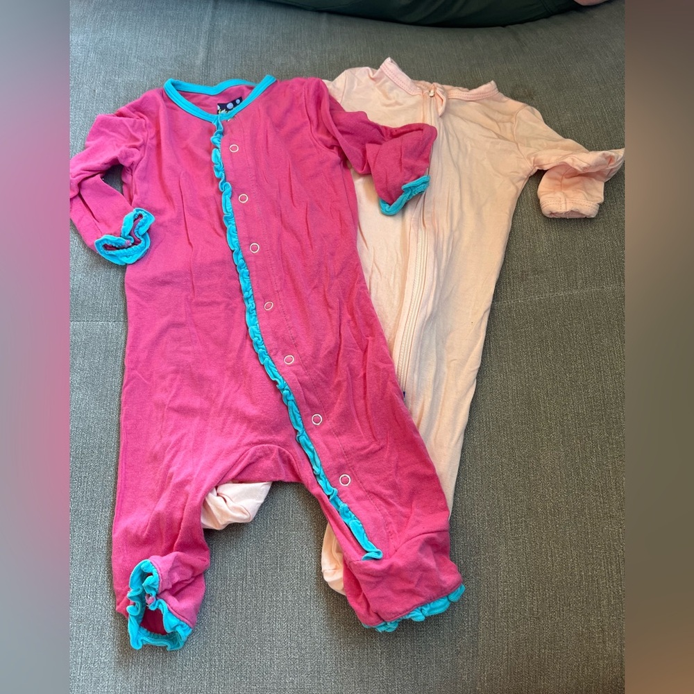 Baby Girl 0/3mo Bamboo Sleepers Pink Ruffles Stretch Soft Breathable Kickee Pant